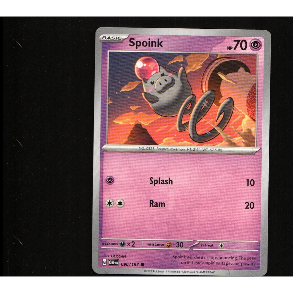 Spoink Common SV03: Obsidian Flames 090/197 NMOpens in a new window or tab
